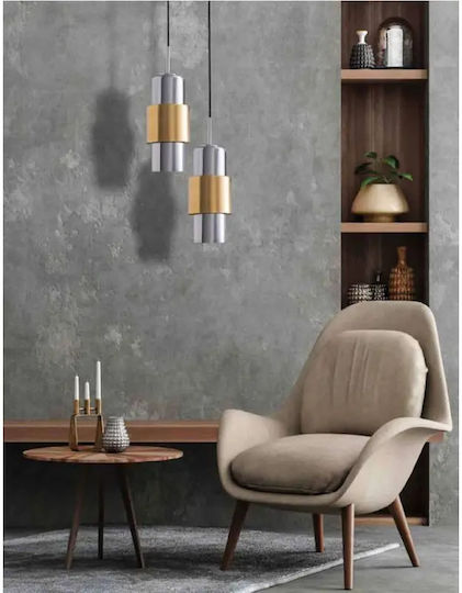 Zambelis Lights Κρεμαστό Φωτιστικό Χρυσό 13x31εκ.