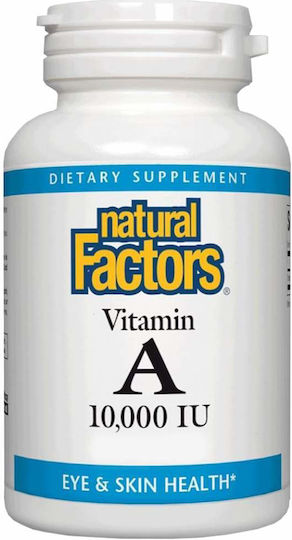 Natural Factors Vitamin A Βιταμίνη για τα Μαλλιά, τo Δέρμα & Αντιοξειδωτική δράση 10000iu 90 μαλακές κάψουλες