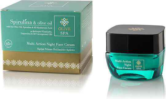 OliveSpa Spirulina & Olive Oil Богат Крем За Лице Нощен Крем За Хидратация Против Стареене И Възстановяване С Хиалуронова Киселина И Колаген 50мл