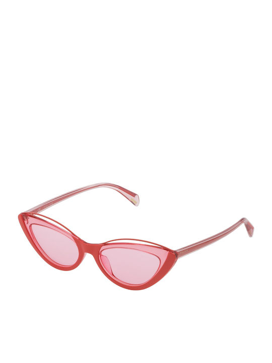 Police Damen Sonnenbrille mit Rot Kunststoff Gestell und Rosa Linse SPL937 0AA3