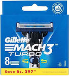 Gillette Mach3 Turbo Replacement Heads with 3 Blades & Lubricating Tape 8pcs