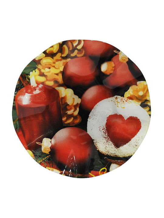 Marva Christmas Platter Glass Red L30xW30xD30cm.