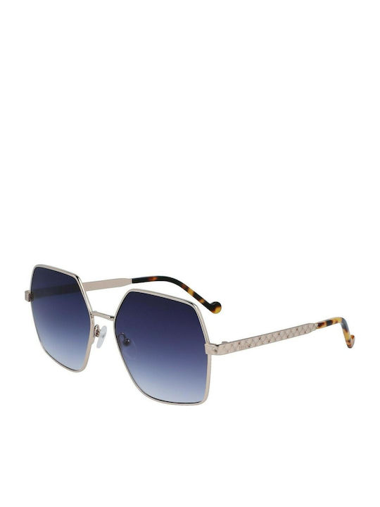 Liu Jo Women's Sunglasses with Silver Metal Frame and Blue Gradient Lens