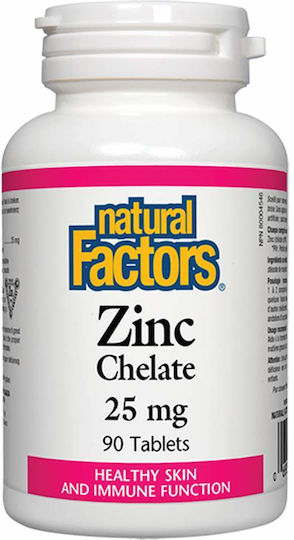 Natural Factors Zinc Chelated 25mg 90 Registerkarten