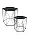 Rectangular Zigon Glass Black Coffee Table Set 2 Pieces M46xW40xH44cm