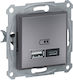 Schneider Electric Asfora Χωνευτή Πρίζα με 2 Θύ...