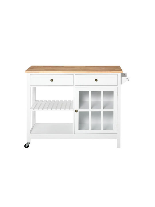 HomCom Kitchen Trolley Wooden in White Color 5 Slots 116.5x48x86.5cm