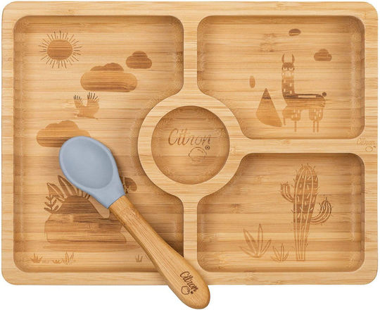 Citron Feeding Set made of Bamboo with Non-Slip Base Yellow 2pcs for 4+ months