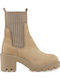 Leder Damen Chelsea-Stiefel mit Mittelhohem Absatz Beige