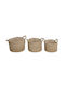 Baskets made of pandan in natural color set of 3pcs