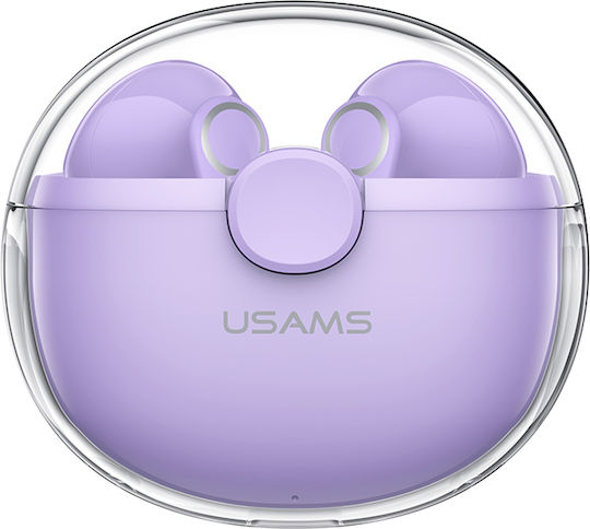 Usams US-BU12 Earbud Bluetooth Handsfree Ακουστικά με Θήκη Φόρτισης Μωβ