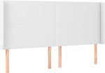 vidaXL Bed Headboard with Leatherette in White Color 163x16x118cm