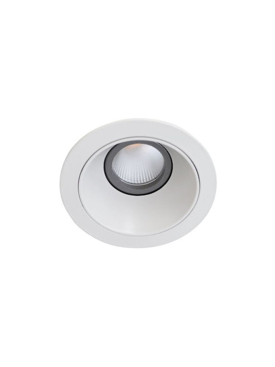 Viokef Alea Round Metallic Recessed Spot with Integrated LED and Warm White Light White 10.5x10.5cm. 1pcs
