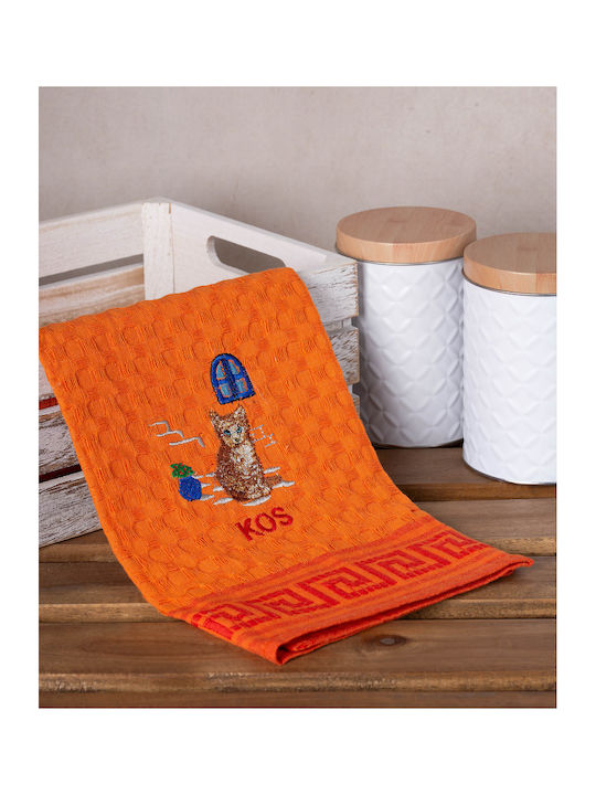 Silk Fashion Cat Kos Tea Towel from 100% Cotton in Orange Color 70x50cm 12pcs