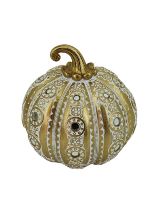 Καρβούνης Decorative Pumpkin made of Plastic Gold -Silver 13.5x13.5x14cm 1pcs