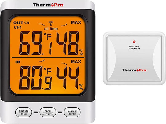 Thermo Pro Wireless Ψηφιακό Θερμόμετρo & Υγρασιόμετρo για Χρήση σε Εσωτερικό Χώρο