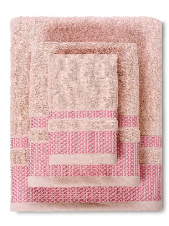 Cryspo Trio Σετ Πετσέτες Μπάνιου 3τμχ Alvor Old Rose Βάρους 550gr/m²