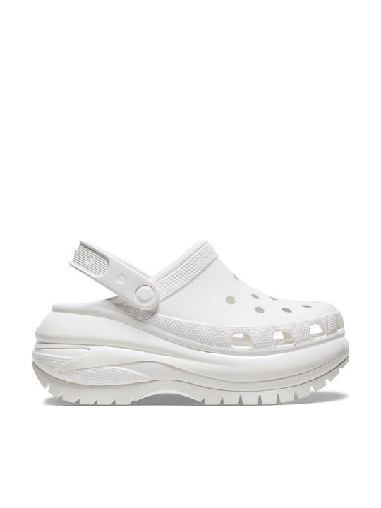 Crocs Classic Mega Crush Ανατομικά Σαμπό Λευκά Crocs Classic Mega Crush Ανατομικά Σαμπό Λευκά
