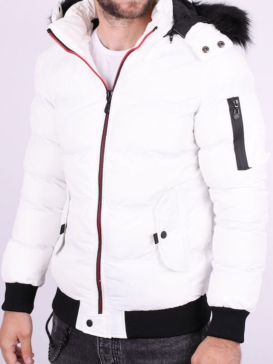 Inflatable jacket with hood White White