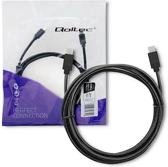 Qoltec USB 3.1 Cable USB-C male - USB-C Μαύρο 2.5m 52352