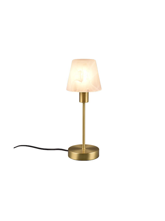 Trio Lighting Luis II Metall Tischlampe für E14 Fassung mit Weiß Schirm und Gold Fuß