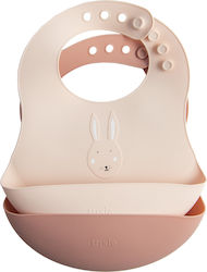 Trixie Mrs Rabbit Αδιάβροχη Σαλιάρα Σιλικόνης με Κουμπί & Τσέπη Μπεζ για 6 m+ 2τμχ