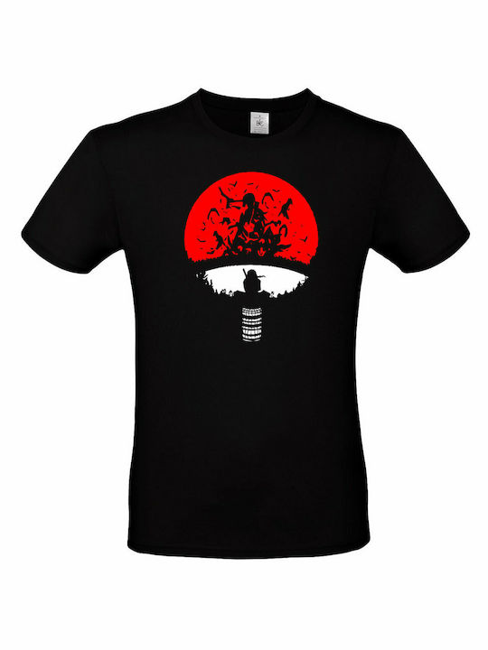 B&C T-shirt Naruto ANIME UCHIHA DESIGN 2 σε Μαύρο χρώμα