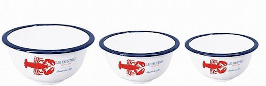 Artekko Serving Bowl Round Metal White 3pcs