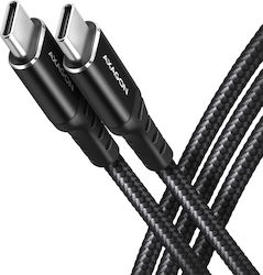 Axagon Braided USB 3.2 Cable USB-C Male - USB-C 60W PD Black 3m BUCM3-CM30AB