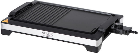 Adler Tabletop Electric Grill Smooth and Ribbed Plate 3000W with Adjustable Thermostat 33cmx33cmcm