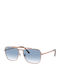 Ray Ban Sunglasses with Rose Gold Metal Frame and Light Blue Gradient Lens RB3799 92023F