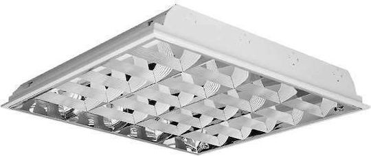 Power Led Metallic Recessed Fluorescent Ceiling Light LED 36W with 4 Light Bulb Places T8 Shape for G13 Base L60cm