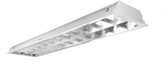 Power Led Metallic Recessed Fluorescent Ceiling Light LED 36W with 2 Light Bulb Places T8 Shape for G13 Base L120cm