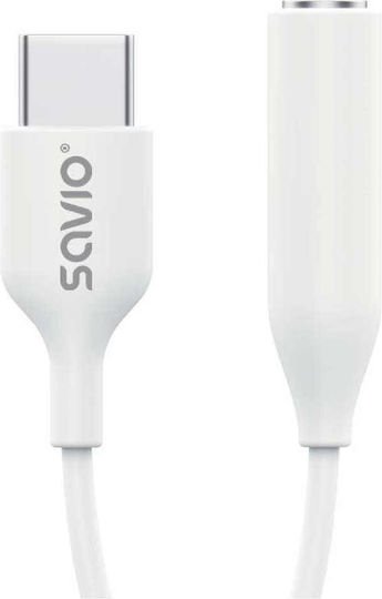 Savio AK-52 Μετατροπέας USB-C male σε 3.5mm female Λευκό 1τμχ