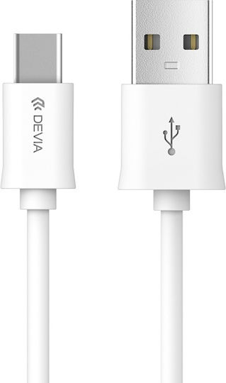 Devia USB 2.0 Кабел USB-C Мъжки - USB-A Бял 1м 993405
