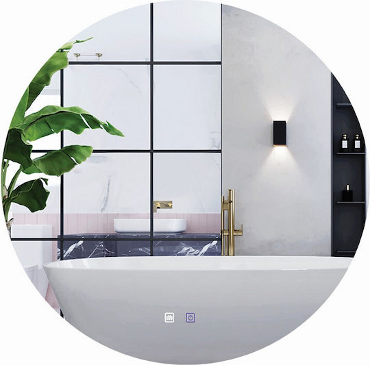 Zambelis Lights Oglindă de Baie Rotundă Lumini LED Atingere 80x80cm