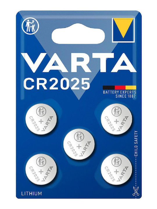 Varta Μπαταρίες Λιθίου Ρολογιών CR2025 3V 5τμχ
