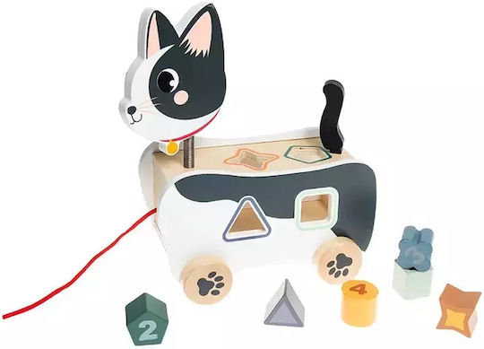 Smyk Jucărie de Tras Cat Shape Sorter din Lemn pentru 12++ Luni
