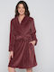 Jeannette Lingerie Winter Damen Vlies Robe Burgundisch