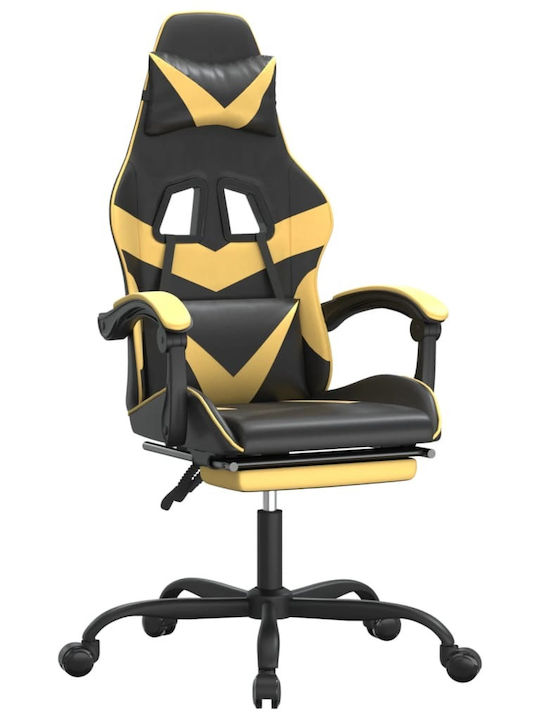 vidaXL 3143856 Artificial Leather Gaming Chair with Footrest Black / Gold