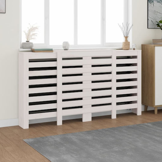vidaXL Калориферен Капак от Масивно Дърво Бял 210x21x85см
