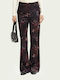 Damen Hoch tailliert Stoff Hose Schlag Midnight Slate