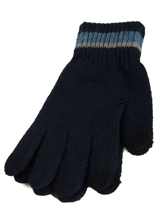 Unisex πλεκτά γάντια αφής navy - 20091-bl