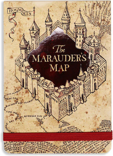 Half Moon Bay Marauder's Map Σημειωματάριο A6 με Λάστιχο Καφέ