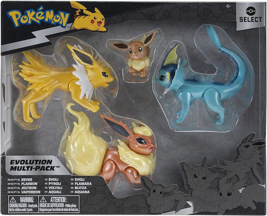 Jazwares Eevee Jolteon Vaporeon Flareon Pokemon за 4+ Години Миниатюри за Игри