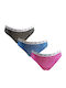 Βαμβακερά Γυναικεία String 3Pack με Δαντέλα Black / Blue / Pink