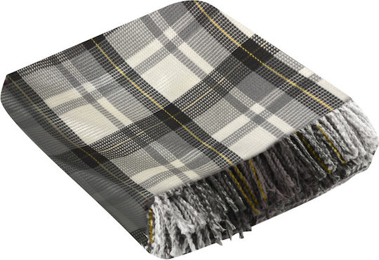 TnS Fleece Blanket Sofa with Fringes 130x170cm Gray
