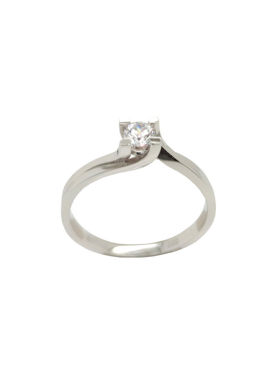 Mertzios.gr Single Stone from White Gold 14K