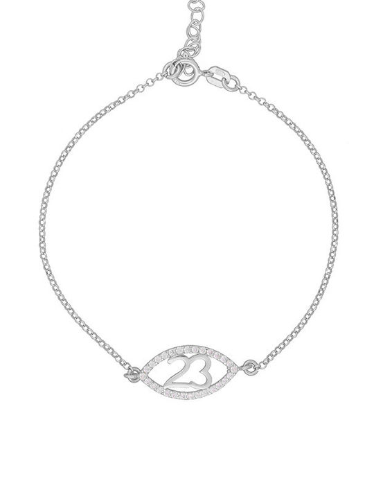 Excite-Fashion Bracelet Lucky Charm Chain with design Eye made of Silver with Zircon