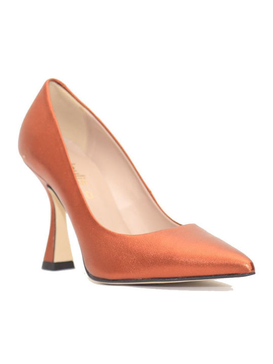 Leather Orange Heels